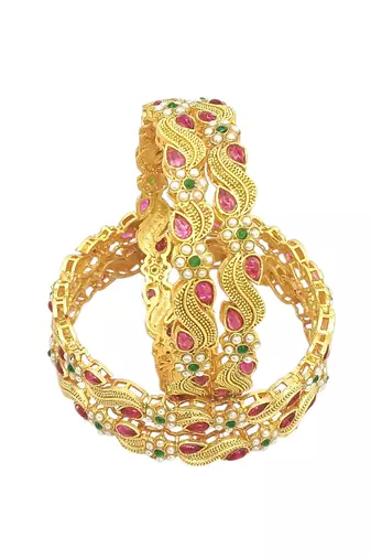  set of 4 gold plated paisley bangle set