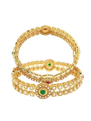  set of 2 gold plated pearl bangle set 2