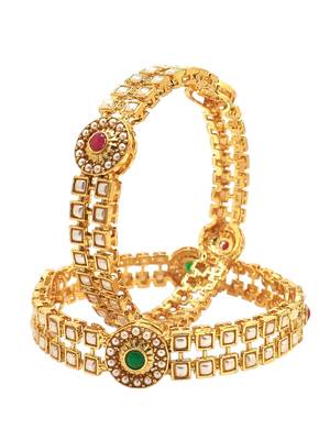  set of 2 gold plated pearl bangle set 3
