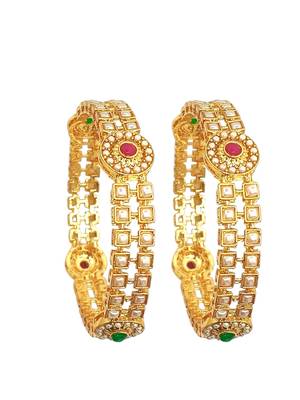  set of 2 gold plated pearl bangle set 4