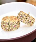  meenakari gold plated broad screw openable set of 2 bangles