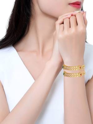  set of 2 gold plated pearl bangle set 5
