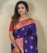 Purple Rich Banarasi Silk blend Saree