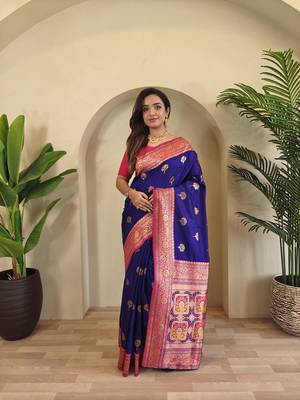 Purple Rich Banarasi Silk blend Saree 2