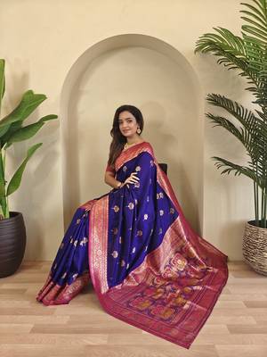 Purple Rich Banarasi Silk blend Saree 3