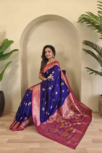 Purple Rich Banarasi Silk blend Saree