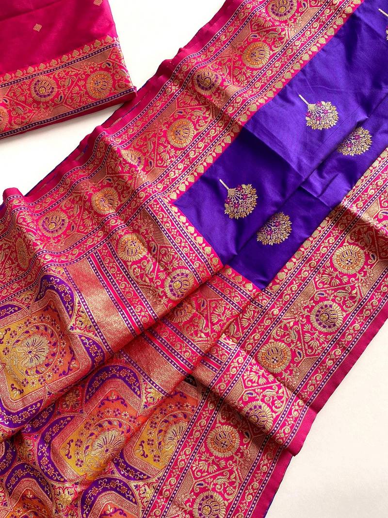 Purple Rich Banarasi Silk blend Saree