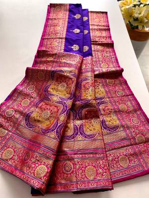 Purple Rich Banarasi Silk blend Saree 5