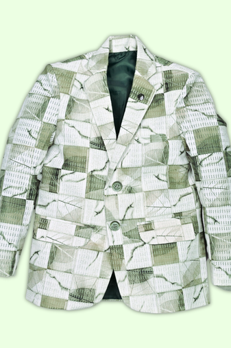 Boys lycra blend full sleeves abstract printed blazer