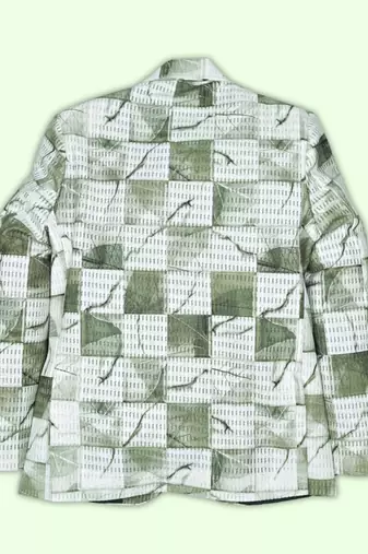 Boys lycra blend full sleeves abstract printed blazer