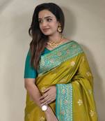 Olive Rich Banarasi Silk blend Saree