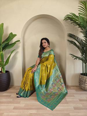 Olive Rich Banarasi Silk blend Saree 3