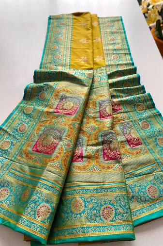 Olive Rich Banarasi Silk blend Saree