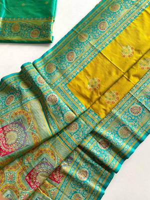 Olive Rich Banarasi Silk blend Saree 5