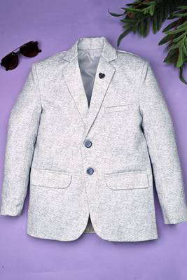 Boys lycra blend full sleeves heathered printed blazer 1