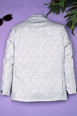 Boys lycra blend full sleeves heathered printed blazer 2