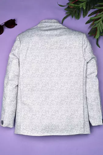 Boys lycra blend full sleeves heathered printed blazer