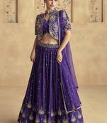 violet chinon silk embroidered ready to wear lehenga