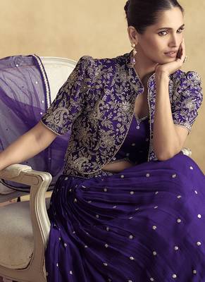 violet chinon silk embroidered ready to wear lehenga 3