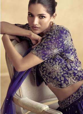 violet chinon silk embroidered ready to wear lehenga 4