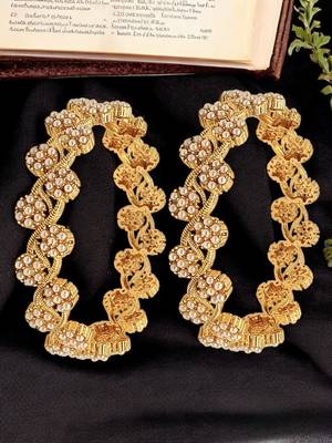  gold plated floral pearls design set of 2 bangle set 1