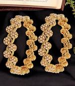  gold plated floral pearls design set of 2 bangle set
