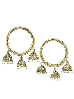  set of 2 gold plated mirror studded jhumki latkan bangle set 3
