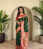 Green Rich Banarasi Silk blend Saree
