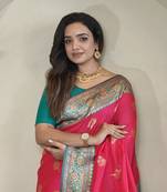 Hot Pink Rich Banarasi Silk blend Saree