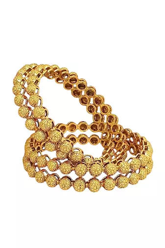  set of 4 gold plated ball design bangle set
