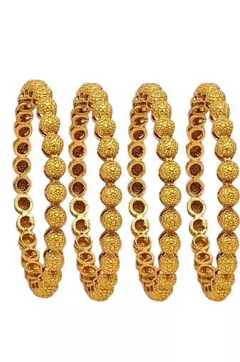  set of 4 gold plated ball design bangle set