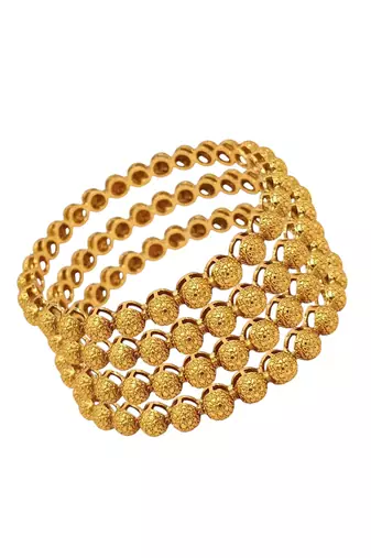  set of 4 gold plated ball design bangle set