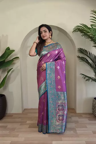 Light Plum Rich Banarasi Silk blend Saree