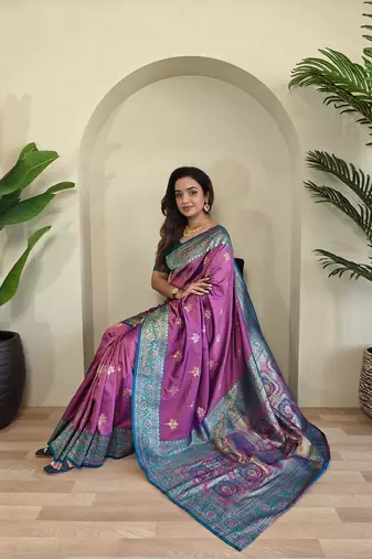 Light Plum Rich Banarasi Silk blend Saree