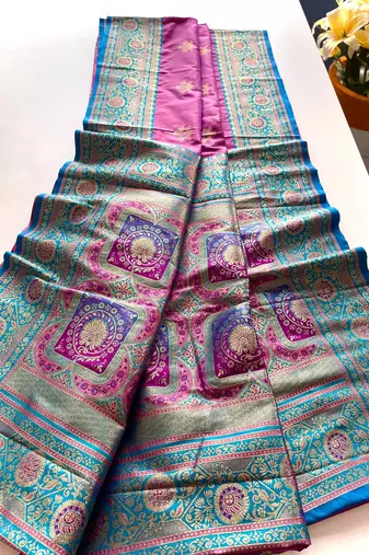 Light Plum Rich Banarasi Silk blend Saree