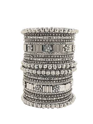  silver oxidised stone studded handcrafted chuda set 2