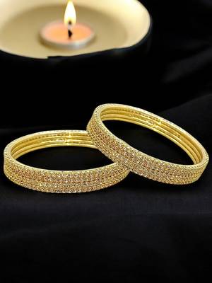  gold plated cubic zirconia studded bnagle set 1