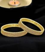  gold plated cubic zirconia studded bnagle set