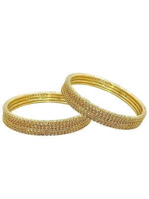  gold plated cubic zirconia studded bnagle set 2
