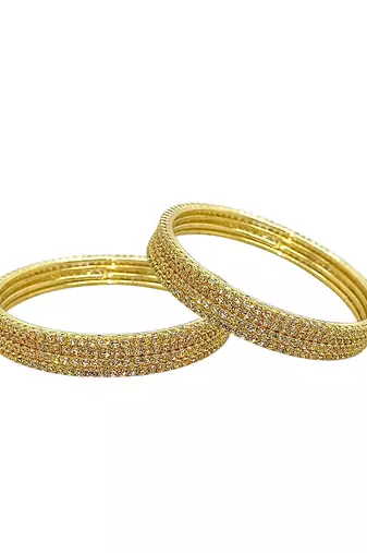  gold plated cubic zirconia studded bnagle set
