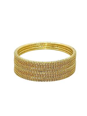  gold plated cubic zirconia studded bnagle set 3