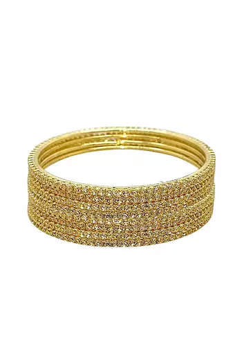 gold plated cubic zirconia studded bnagle set