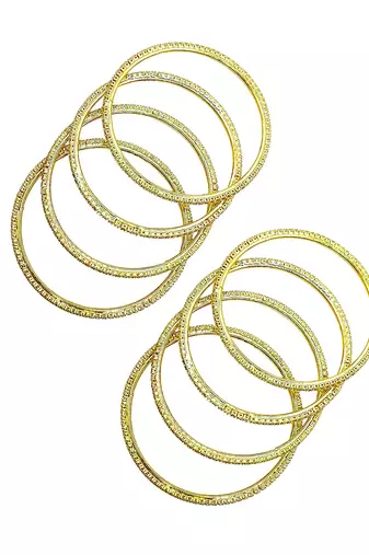  gold plated cubic zirconia studded bnagle set