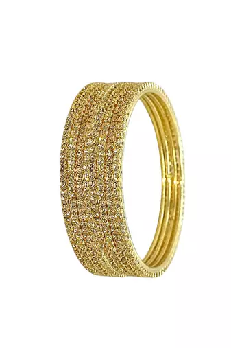  gold plated cubic zirconia studded bnagle set