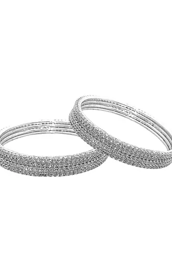  silver plated cubic zirconia studded bangle set