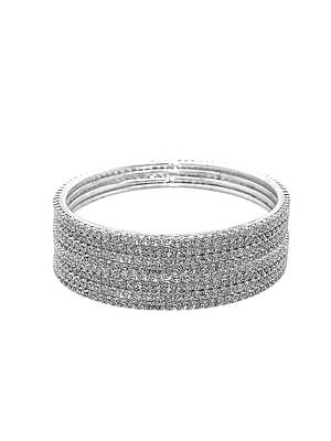  silver plated cubic zirconia studded bangle set 3