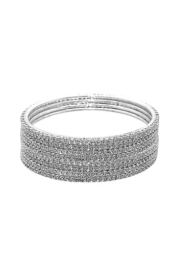  silver plated cubic zirconia studded bangle set