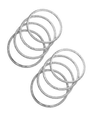  silver plated cubic zirconia studded bangle set 4