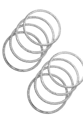  silver plated cubic zirconia studded bangle set