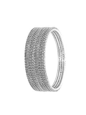  silver plated cubic zirconia studded bangle set 5